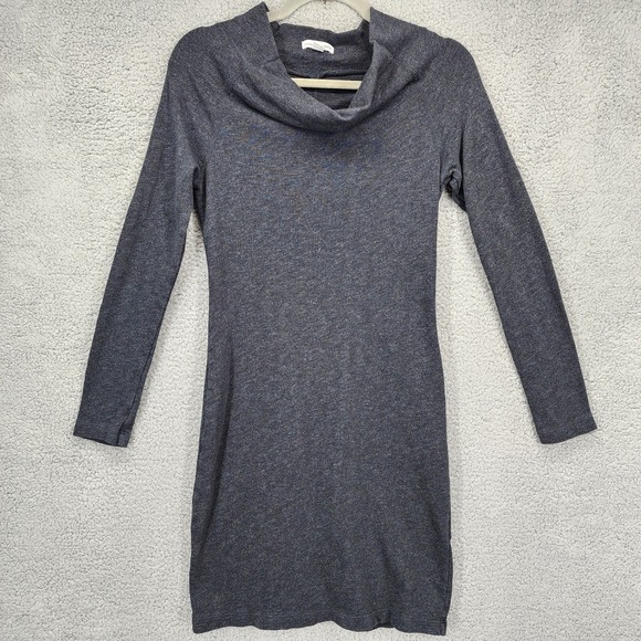 Standard James Perse Womens Size 2 Heather Gray Cowl Neck Long Sleeve Knit Dress - Picture 1 of 14